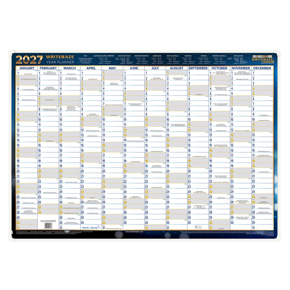 Collins Writeraze 2027 500x700mm Framed Laminated Planner