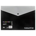 ColourHide PP Document Wallet Button Closure A4 Black Pack of 10
