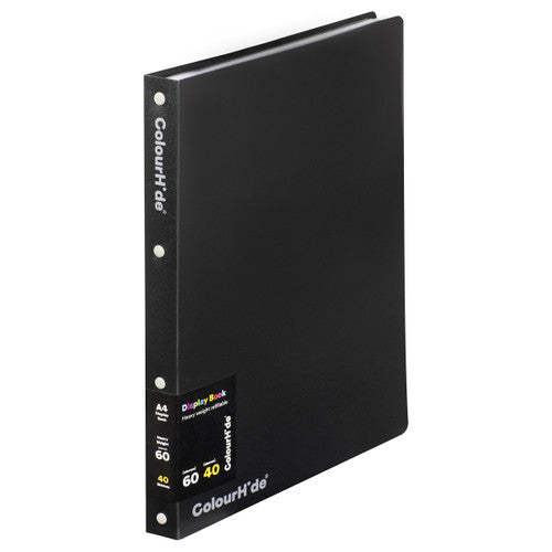 ColourHide Refillable Display Book 40 Pockets Black A4