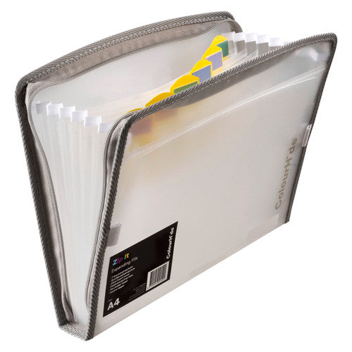 ColourHide Zip It A4 Expanding File Clear
