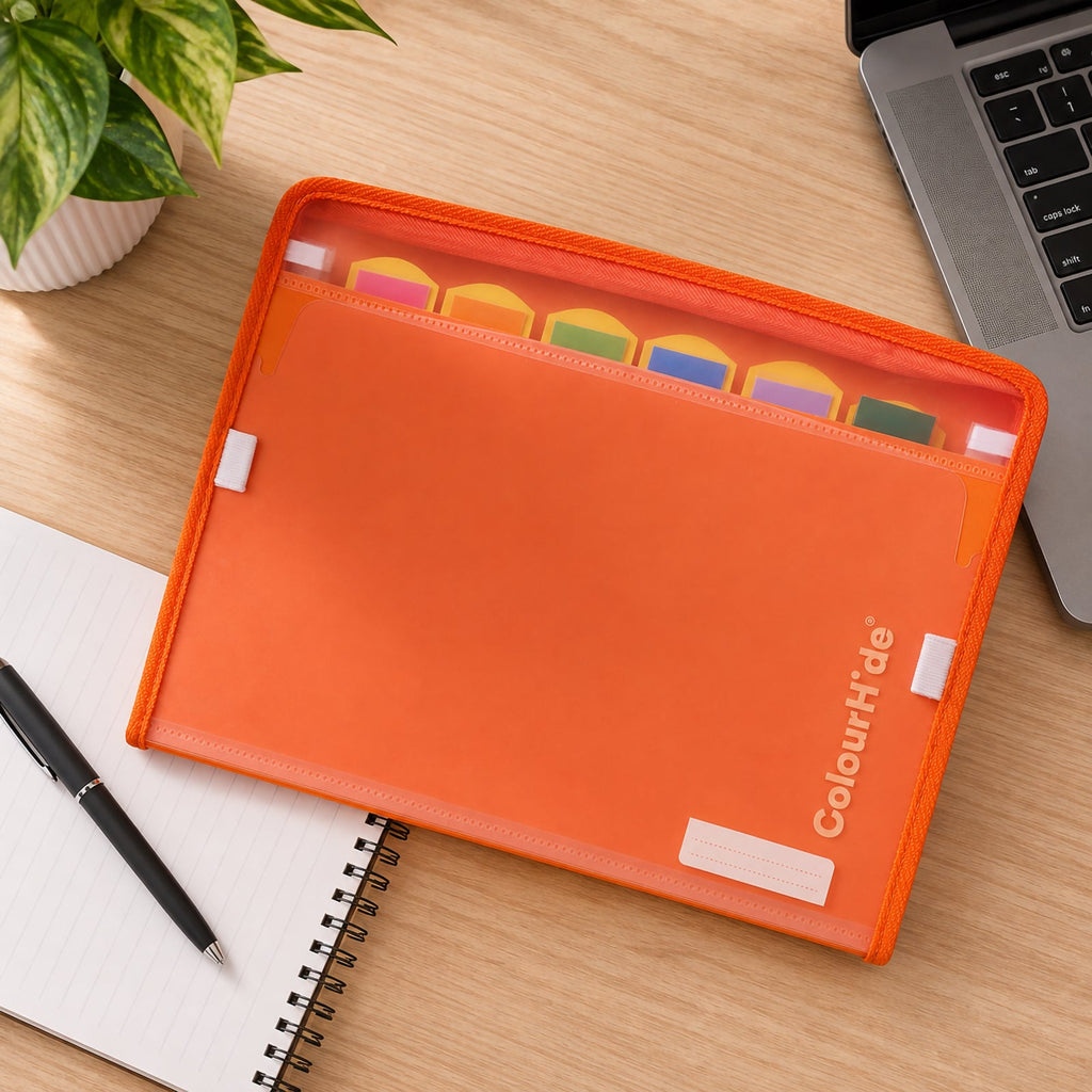 ColourHide Zip It A4 Expanding File Tangerine Pack 6