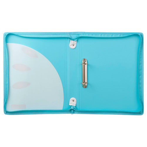 ColourHide Zipper Binder A4 2 D-Ring 25mm Sky Blue Pack of 10