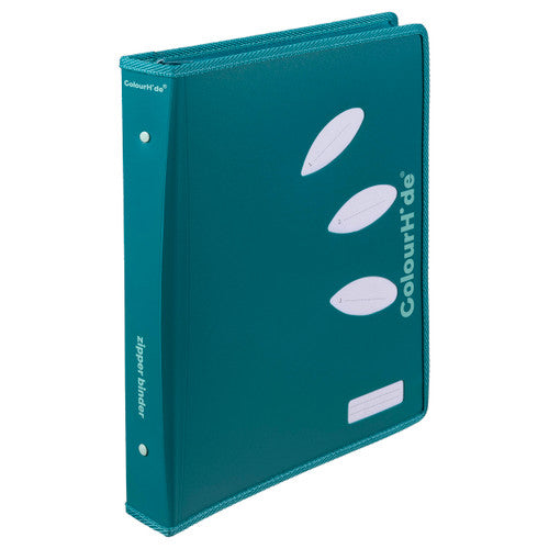 ColourHide Zipper Binder A4 2 D-Ring 25mm Teal Green Pack of 10