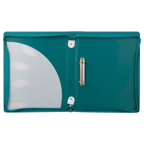 ColourHide Zipper Binder A4 2 D-Ring 25mm Teal Green Pack of 10