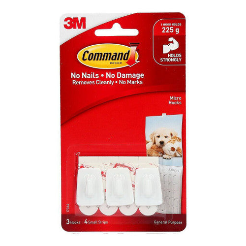 Command Micro Hooks White 3 Pack 225g