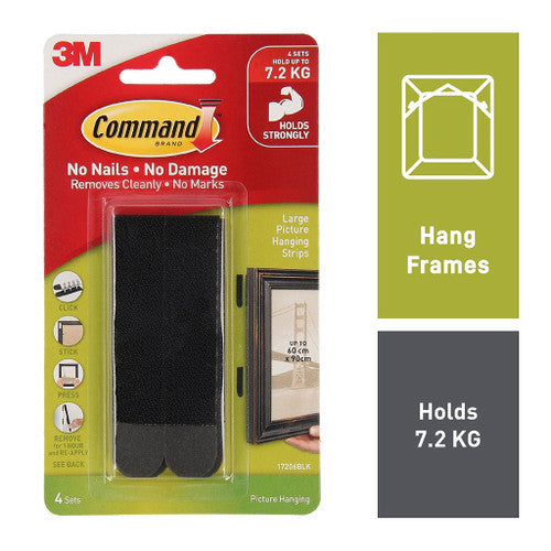 Command Picture Hanging Strips Black 4 Pack (7.2kg)