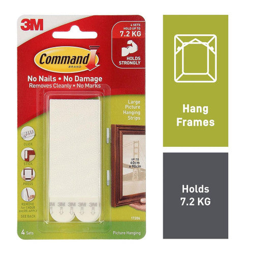 Command Picture Hanging Strips Large White 4 Pack