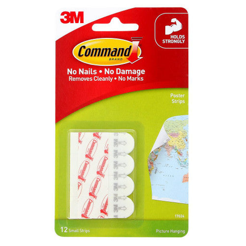 Command Poster Strips Small White 12 Pack