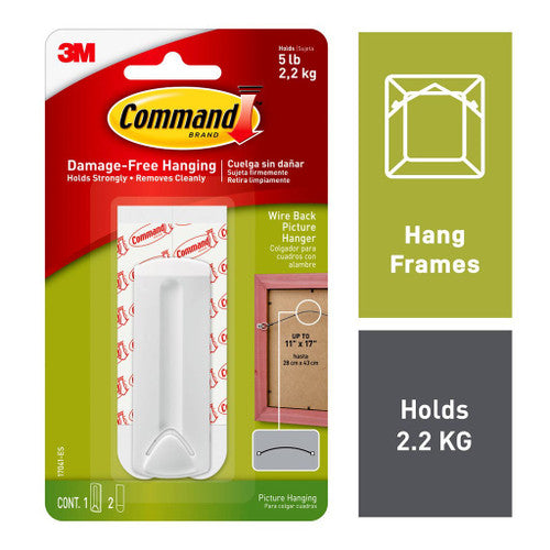 Command Wire-Back Picture Hanger White (2.2kg)