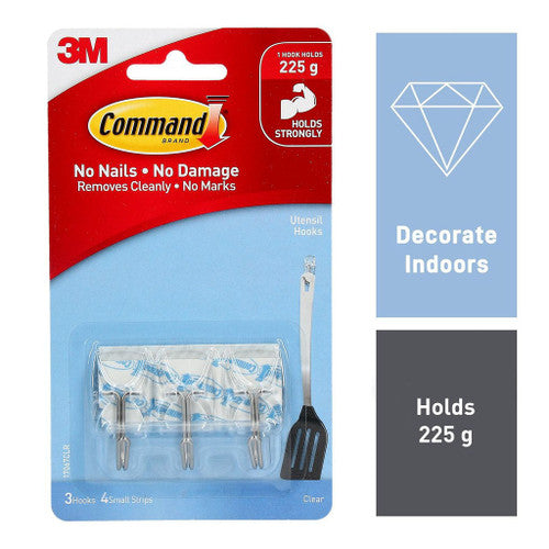 Command Wire Utensil Hooks Small Clear 3 Pack