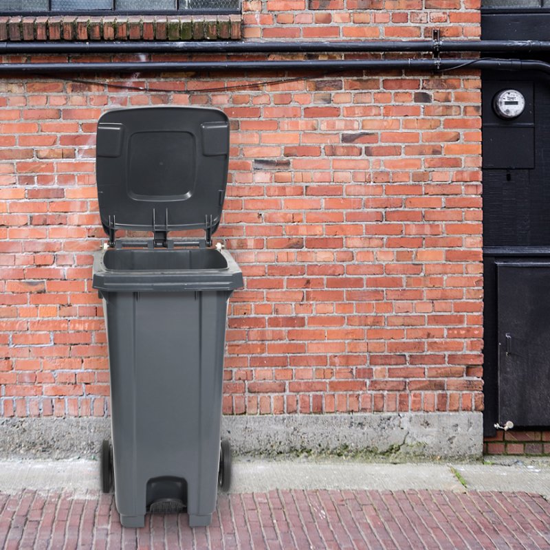 Compass Wheelie Bin with Pedal 120L Grey Pack of 3