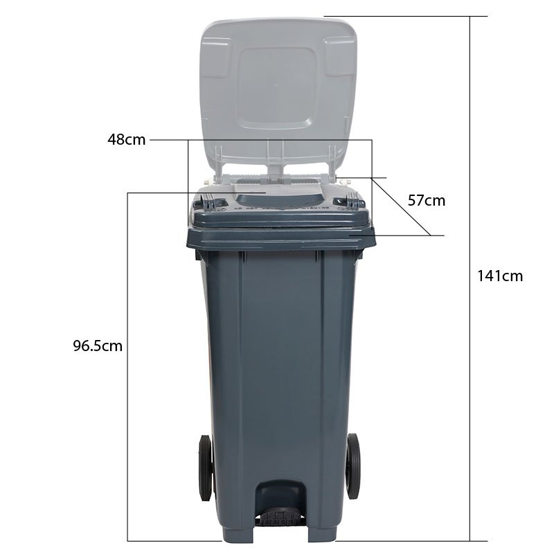Compass Wheelie Bin with Pedal 120L Grey Pack of 3