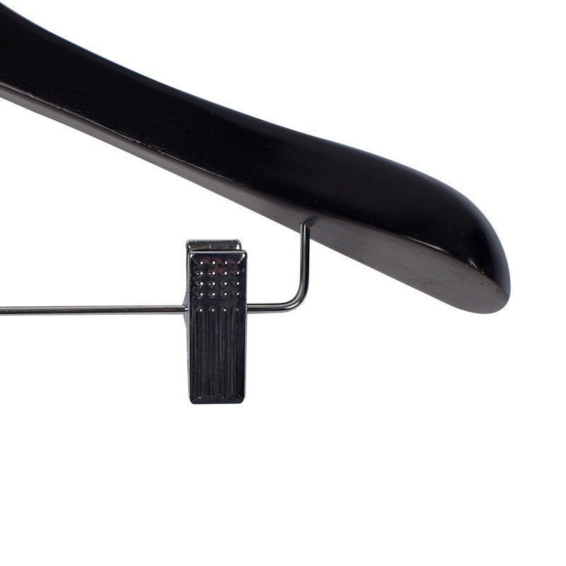 Compass Black Wood Suit Hanger with Clips 60mm Pack of 50