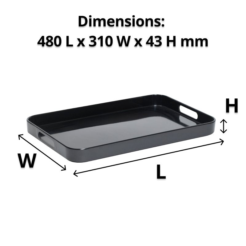 Compass Large Melamine Tray with Side Handles Black