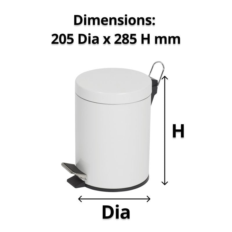 Compass Pedal Bin Powder Coated White 5L