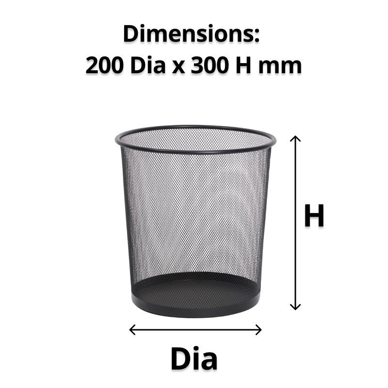 Compass Round Wire Mesh Bin Black 11L