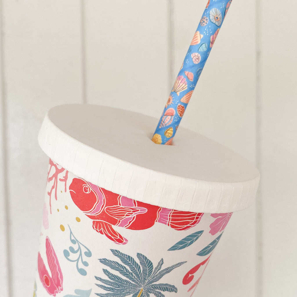 Creative Cafe Co 90mm Paper Cold Cup Lids with Straw Hole - Carton 1000