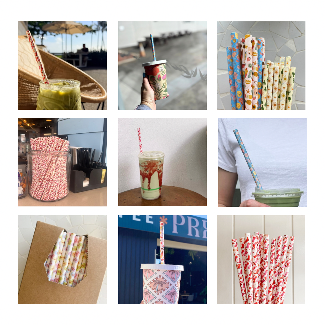 Creative Cafe Co 4ply Jumbo 8mm Printed Paper Straws - Carton 2400