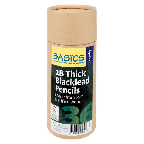 Zart Basics Blacklead Pencils Thick 2B Pack of 36