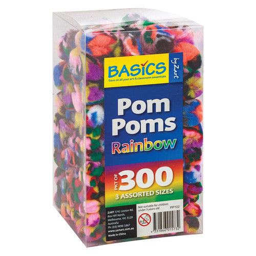 Zart Basics Rainbow Pom Poms Pack of 300