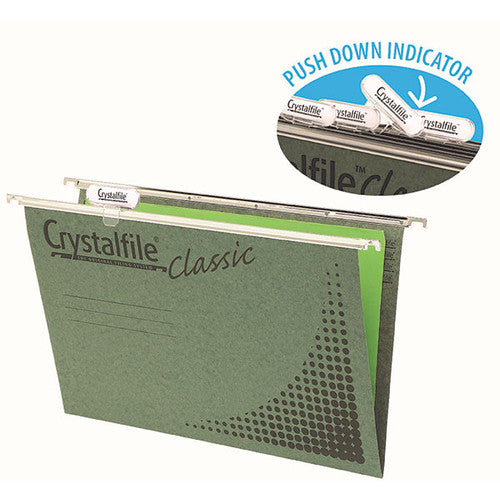 Crystalfile Classic Suspension File Foolscap Green Pack of 20