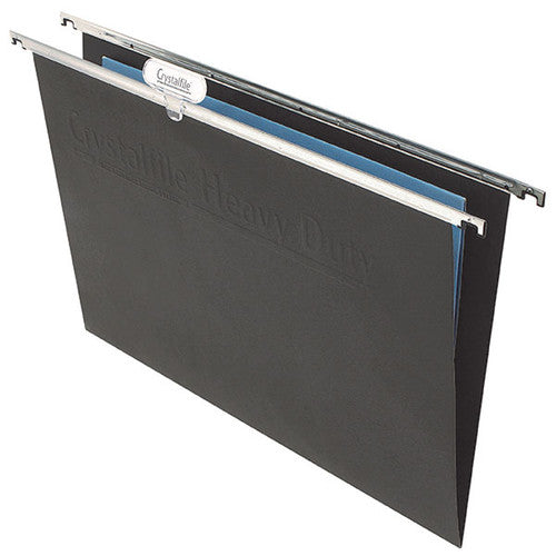 Crystalfile Heavy Duty Suspension File Foolscap Black Pack of 50