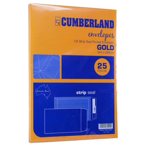 Cumberland Strip Seal Pocket Envelope C4 85gsm 324 x 229mm Gold Each