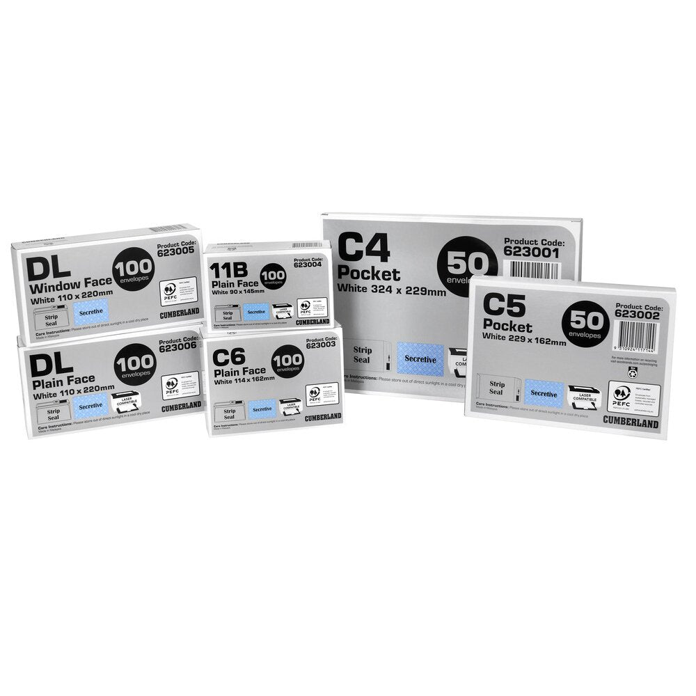 Cumberland Strip Seal Pocket Envelope C4 White Pack of 25