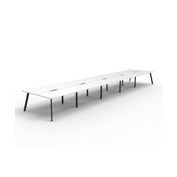 Rapidline Eternity Back to Back 10 Person Workstation 1500 x 750mm Natural White / Black Satin
