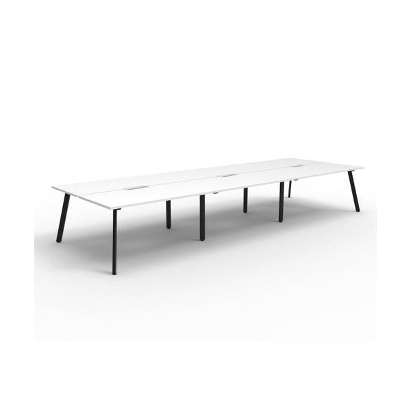Rapidline Eternity Back to Back 6 Person Workstation 1500 x 750mm Natural White / Black Satin