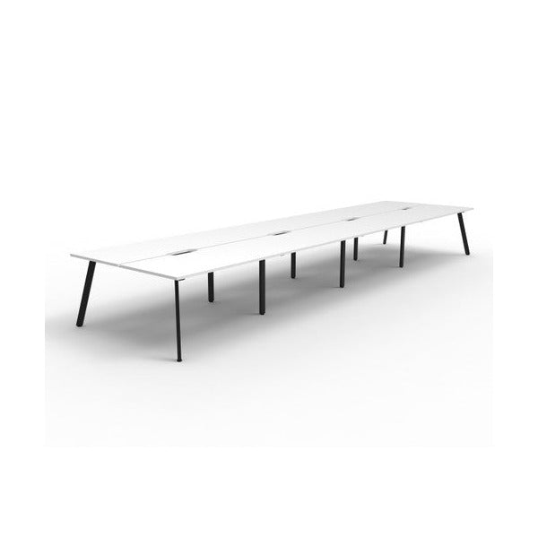 Rapidline Eternity Back to Back 8 Person Workstation 1500 x 750mm Natural White / Black Satin