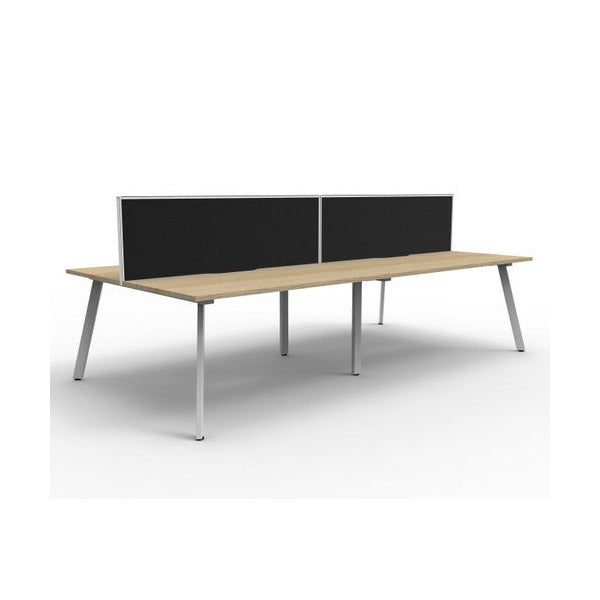Rapidline Eternity Back to Back 4 Person Workstation 1800 x 750mm with Screen Natural Oak / White Satin