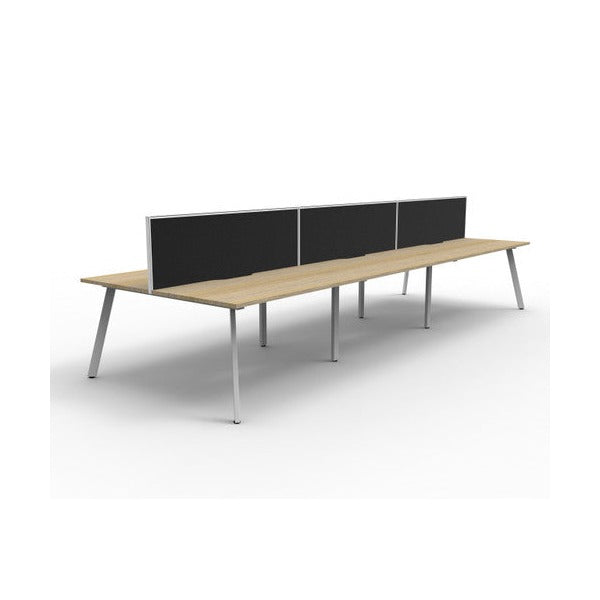 Rapidline Eternity Back to Back 6 Person Workstation 1500 x 750mm with Screen Natural Oak / White Satin