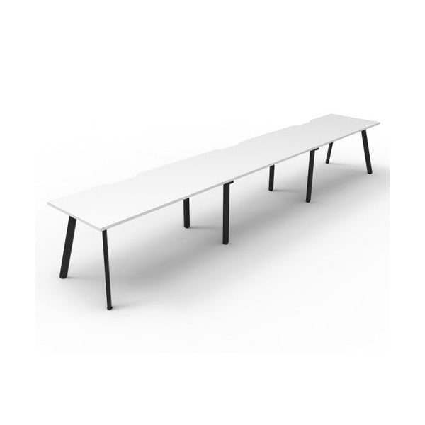 Rapidline Eternity Single Sided 3 Person Workstation 1500 x 750mm Natural White / Black Satin