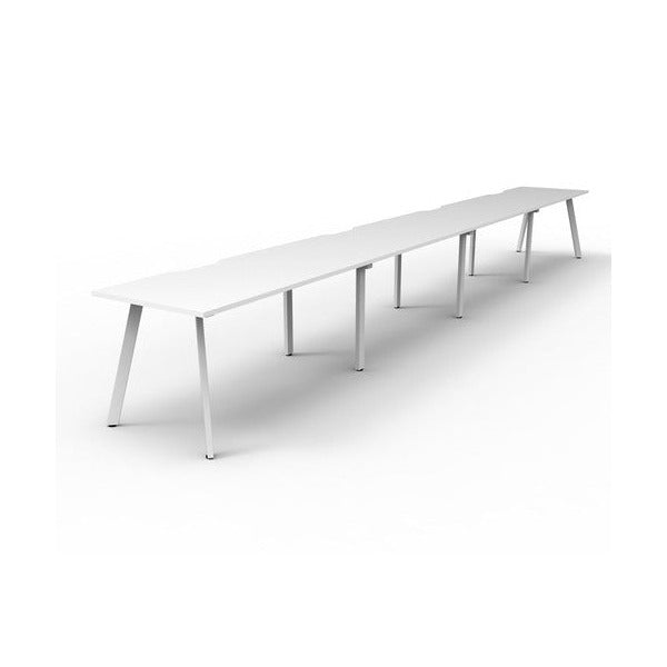 Rapidline Eternity Single Sided 4 Person Workstation 1500 x 750mm Natural White / White Satin