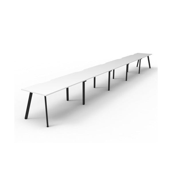 Rapidline Eternity Single Sided 5 Person Workstation 1500 x 750mm Natural White / Black Satin