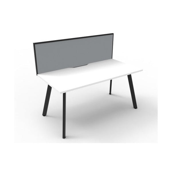 Rapidline Eternity Single Sided Workstation 1200 x 750mm with Screen Natural White / Black Satin