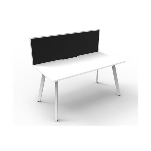 Rapidline Eternity Single Sided Workstation 1500 x 750mm with Screen Natural White / White Satin