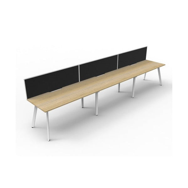 Rapidline Eternity Single Sided 3 Person Workstation 1200 x 750mm with Screen Natural Oak / White Satin