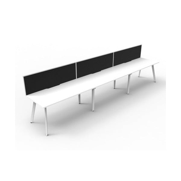 Rapidline Eternity Single Sided 3 Person Workstation 1200 x 750mm with Screen Natural White / White Satin