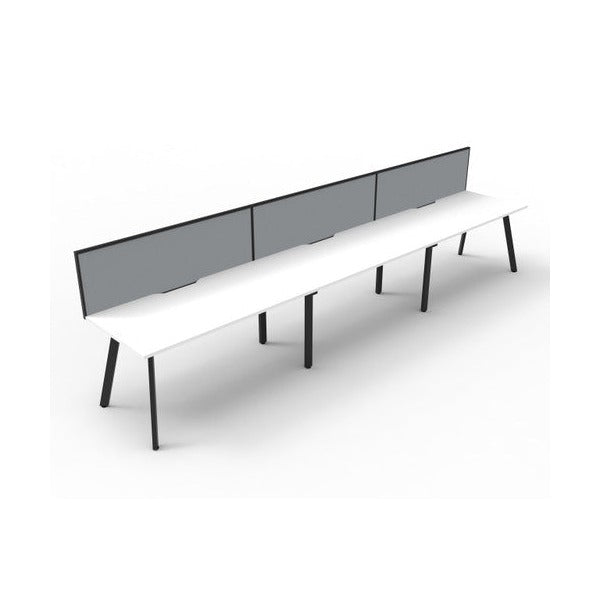 Rapidline Eternity Single Sided 3 Person Workstation 1500 x 750mm with Screen Natural White / Black Satin