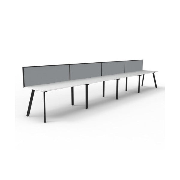 Rapidline Eternity Single Sided 4 Person Workstation 1800 x 750mm with Screen Natural White / Black Satin