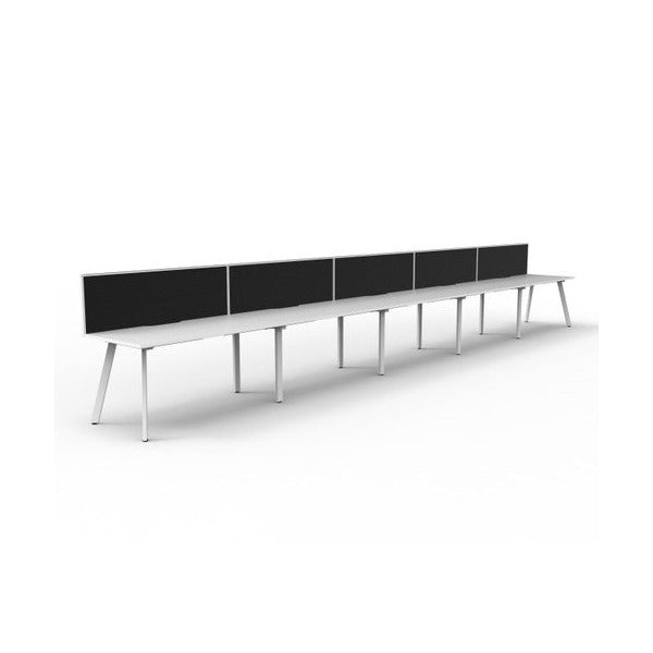 Rapidline Eternity Single Sided 5 Person Workstation 1200 x 750mm with Screen Natural White / White Satin