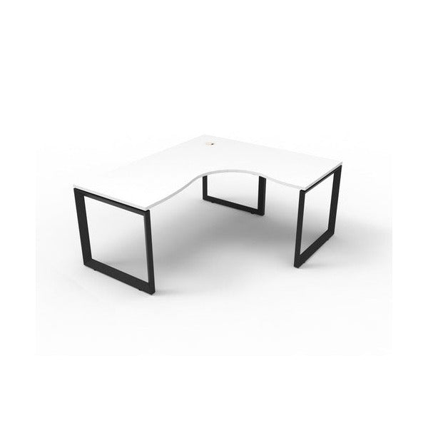 Rapidline Deluxe Rapid Infinity Corner Workstation Loop Leg 1500 x 1500 x 750mm Natural White / Black Satin