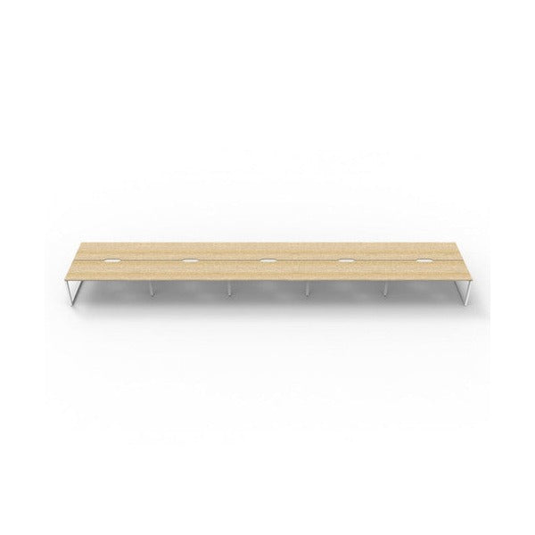 Rapidline Deluxe Infinity Back to Back 10 Person Workstation Loop Leg 1200 x 750mm Natural Oak / White Satin