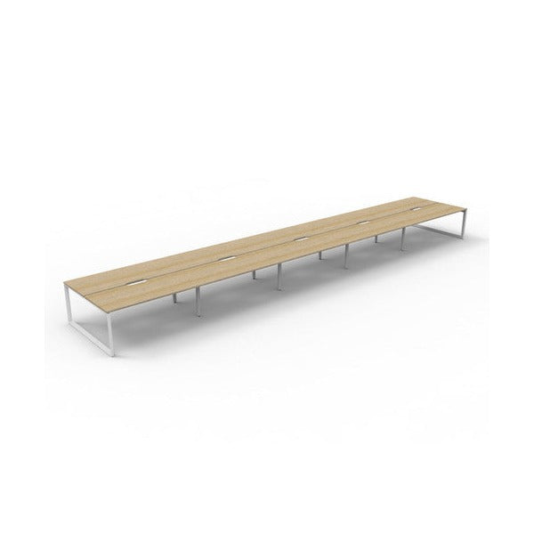 Rapidline Deluxe Infinity Back to Back 10 Person Workstation Loop Leg 1200 x 750mm Natural Oak / White Satin