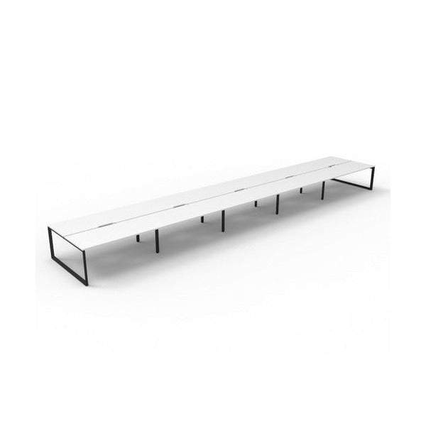 Rapidline Deluxe Infinity Back to Back 10 Person Workstation Loop Leg 1500 x 750mm Natural White / Black Satin