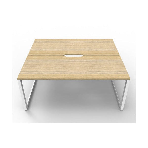 Rapidline Deluxe Infinity Back to Back 2 Person Workstation Loop Leg 1200 x 750mm Natural Oak / White Satin