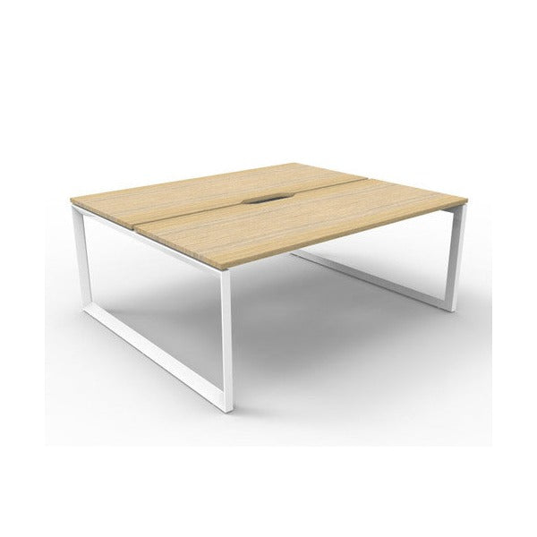 Rapidline Deluxe Infinity Back to Back 2 Person Workstation Loop Leg 1200 x 750mm Natural Oak / White Satin
