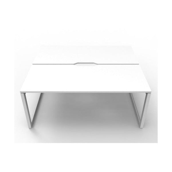 Rapidline Deluxe Infinity Back to Back 2 Person Workstation Loop Leg 1500 x 750mm Natural White / White Satin